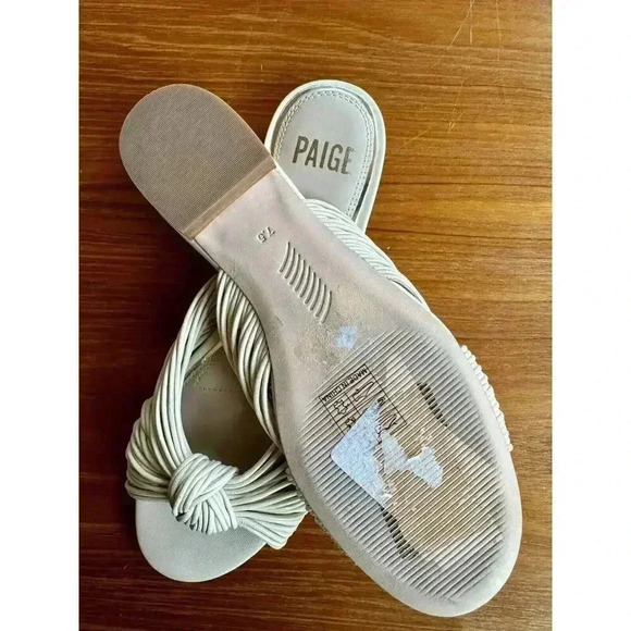 PAIGE women's "Dany" tubular straps flat sandals in bone leather sz 7.5 - Picture 5 of 7